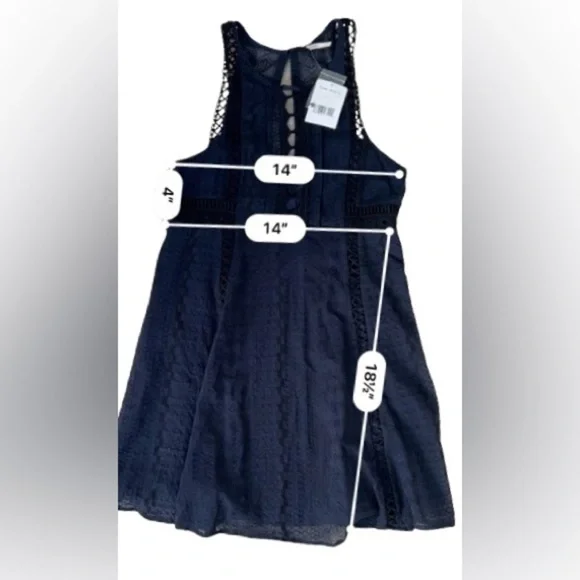 NWT Free People Wherever You Go Navy Lace Mini Dress. Size 2 - Picture 7 of 8